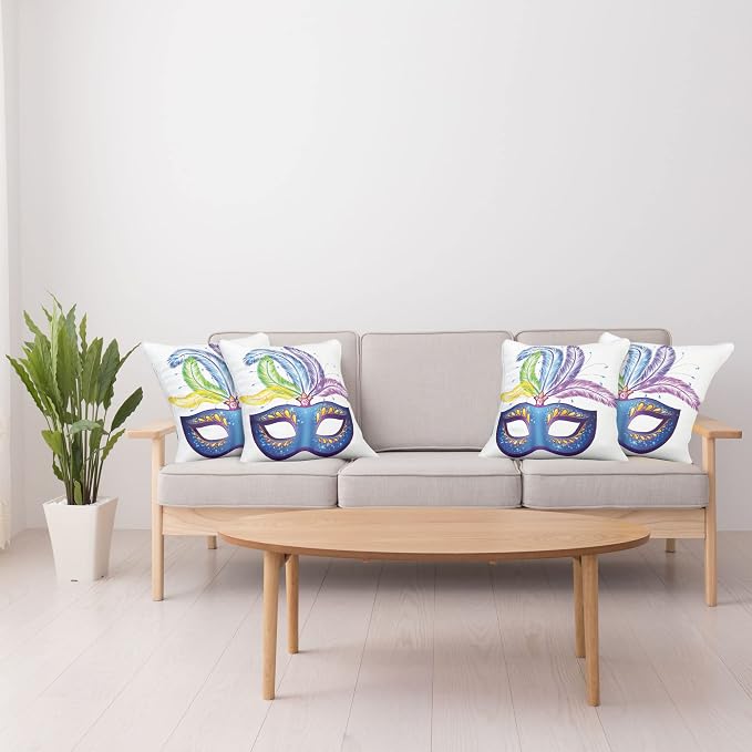 Ambesonne Mardi Gras Throw Pillow Cushion Case Pack of 4, Modern Accent - Image 4
