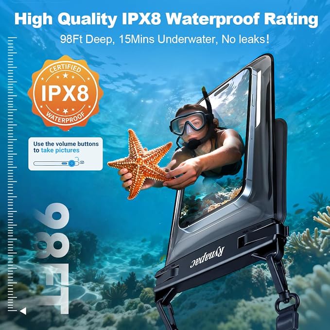 Rynapac IPX8 Waterproof Phone Pouch Floating, Double Space Waterproof Phone Case - Image 2