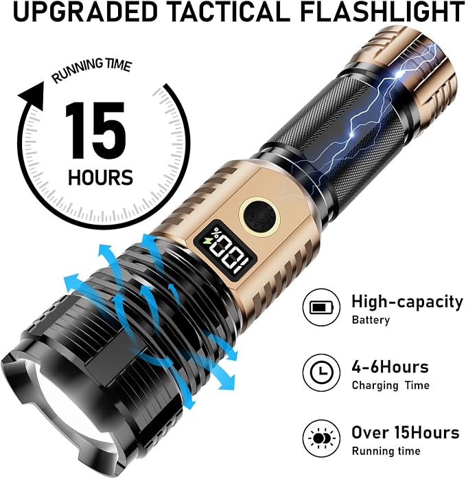 Flashlights High Lumens Rechargeable, 000LM LED Super Bright Flash Light - Image 4