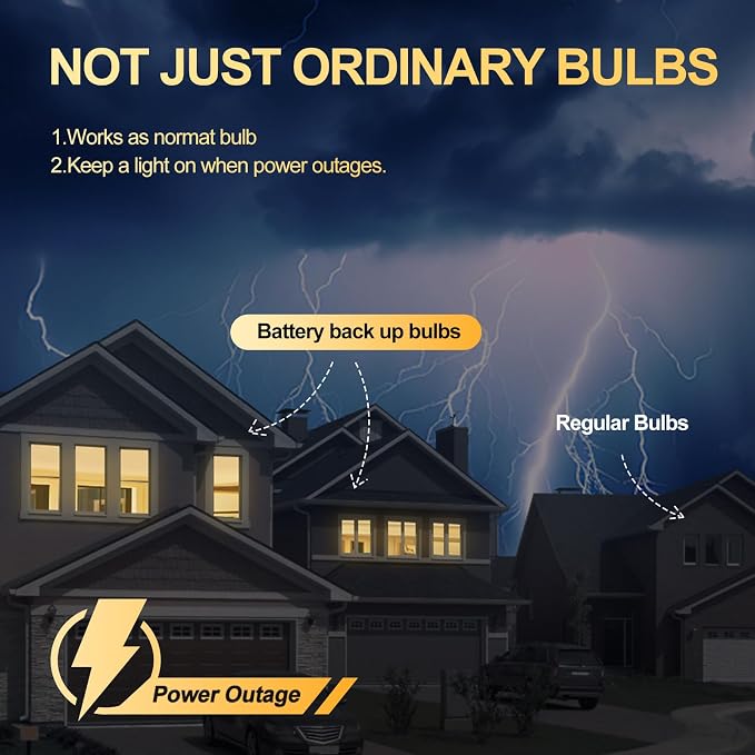 6 Pack Rechargeable Emergency Lights Blubs, Battery Powered Light Bulb 9W 60W - Image 5