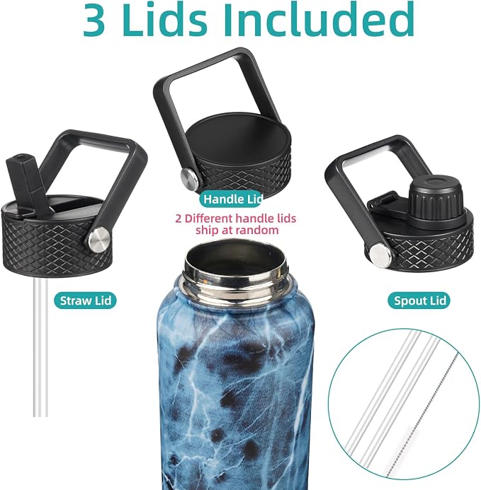 Konokyo 32 oz Insulated Water Bottle Stainless Steel Sport Bottles - Image 3