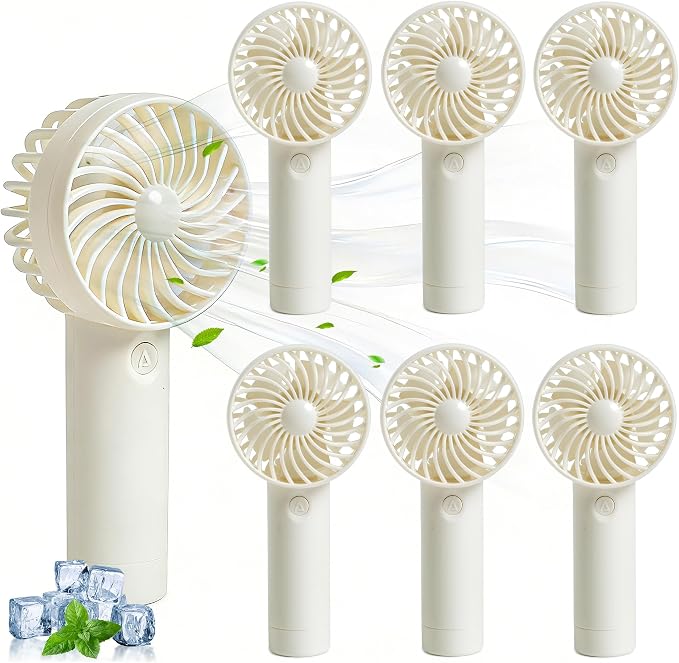 6 Pcs Mini Handheld Fan Bulk, 3 Speed Portable Personal USB Rechargeable Fan by Aeergured