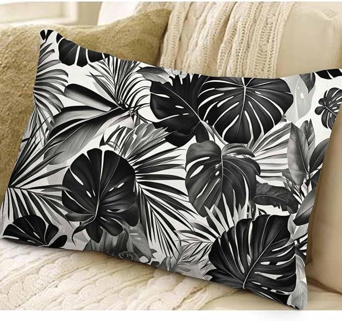 EKOBLA Palm Leaf Decorative Lumber Cushion Case Tropical Jungle Leaf Hand Drown - Image 3