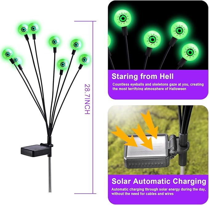ASMAD Scary Solar Eyeball Lights, Waterproof Swaying Firefly Path Lights - Image 5