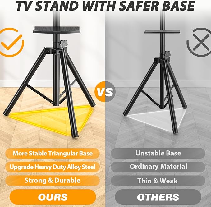 TVON TV Tripod Stand with Shelf - Image 7