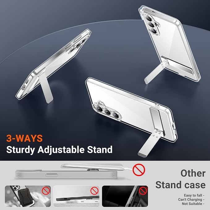 Temdan Designed for Samsung Galaxy S26 Case Clear, Built-in Invisible Kickstand - Image 3