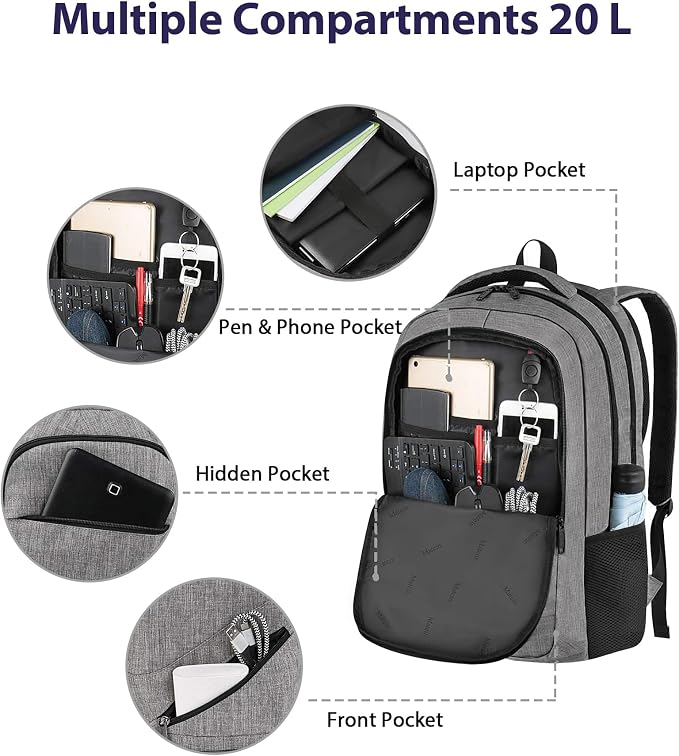 MATEIN Laptop Backpack 15.6 Inch, 20 L Personal Item Bag Airport Approved - Image 5