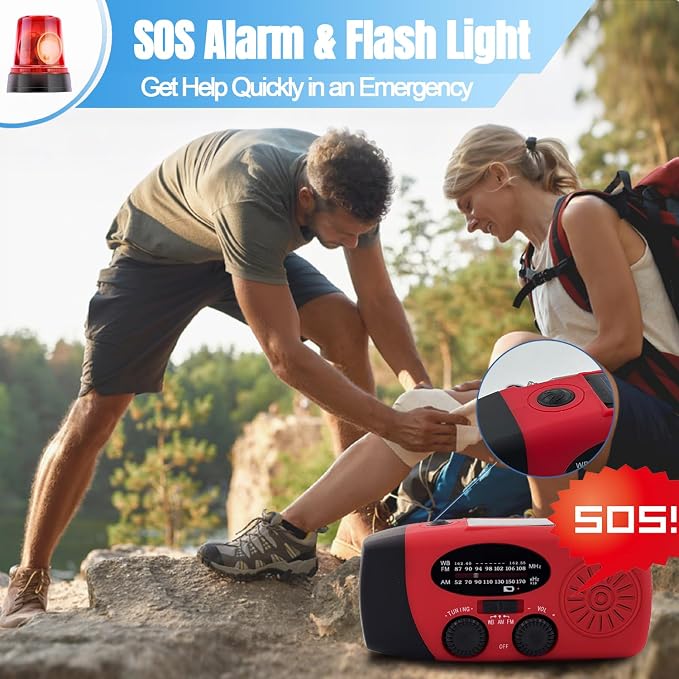 Emergency Hand Crank Weather Radio, AM/FM NOAA Portable Solar Radio - Image 7