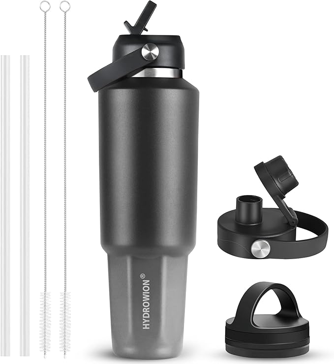 HYDROWION 40 oz Insulated Water Bottle, Car Water Bottle Holder by HYDROWION