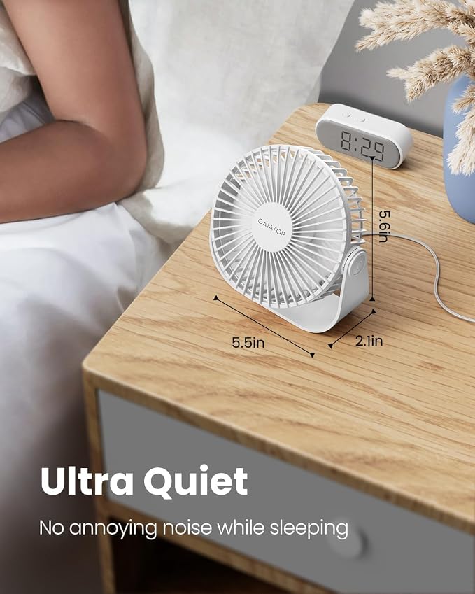 Gaiatop USB Desk Fan, 3 Speeds Strong Airflow, 5.5 Inch Portable 90° Rotate - Image 3