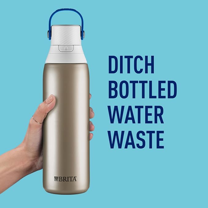 Brita Stainless Steel Premium Filtering Water Bottle, Replaces 300 Plastic - Image 6