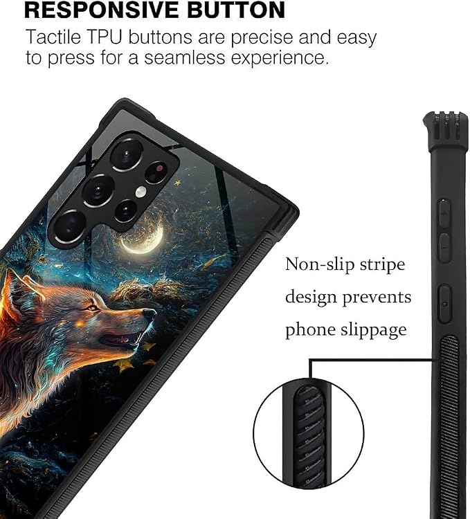 for Samsung Galaxy S23 Ultra Case, Star Cave Hungry Wolf Pattern Graphic Design - Image 4