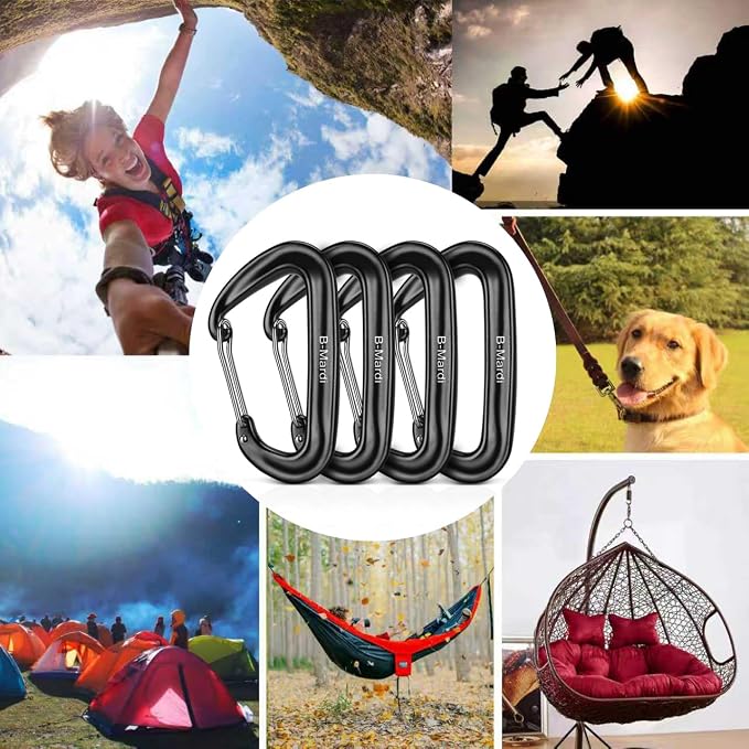 B-Mardi Carabiner Clips Heavy Duty 12kN-Lightweight Locking Carabiners - Image 3