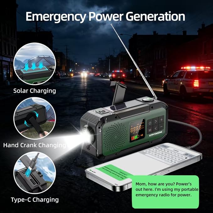 NOAA Weather Radio AM/FM, Portable 7400mWh/2000mAh Rechargeable Battery Operated - Image 4