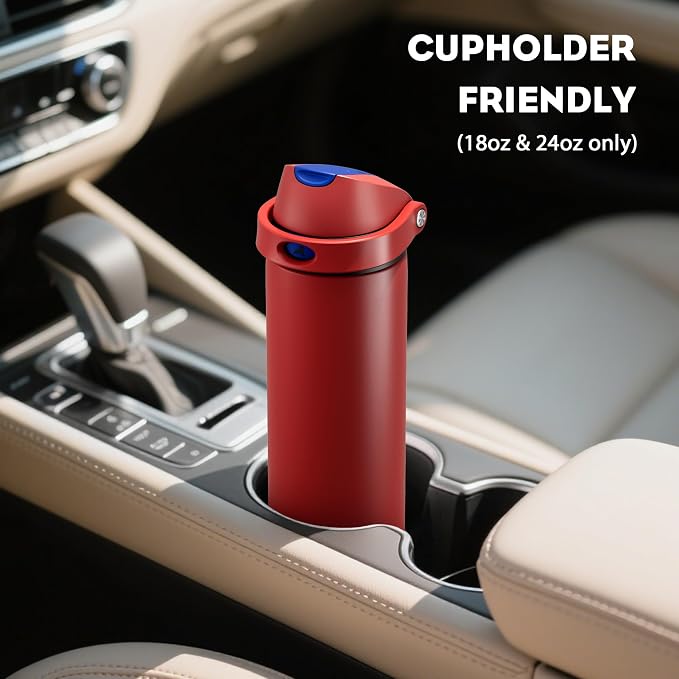 POWCAN 18 oz Steel Water Bottle: 2-in-1 Push-Button Spout & Flip Straw - Image 5