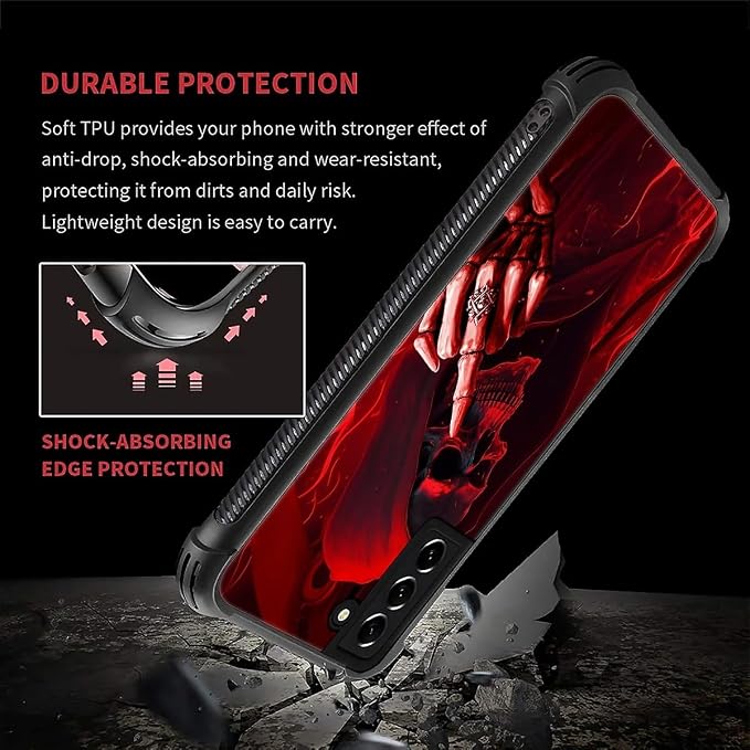 for Samsung Galaxy S22 Case, Gestures Funny Skull Pattern Graphic Design Girl - Image 2