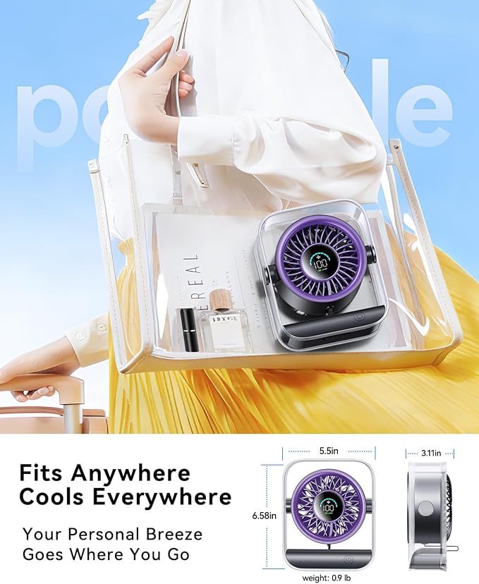 DIGIX Portable Desk Fan for Bedroom, Rechargeable Small Table Fan - Image 8
