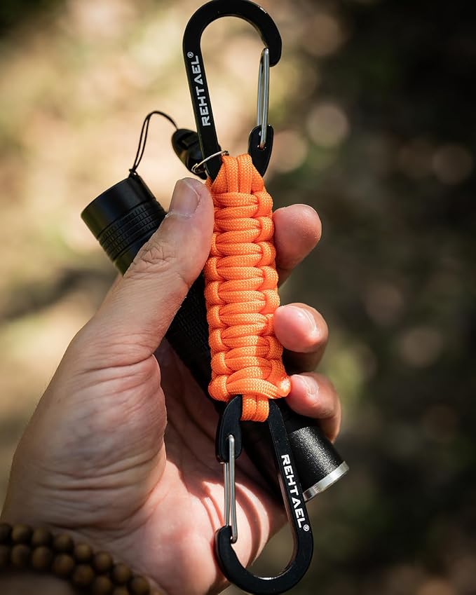 Paracord Braided Carabiner Keychain Lanyard Strap, Hanger Stroller Hook w/2 - Image 3