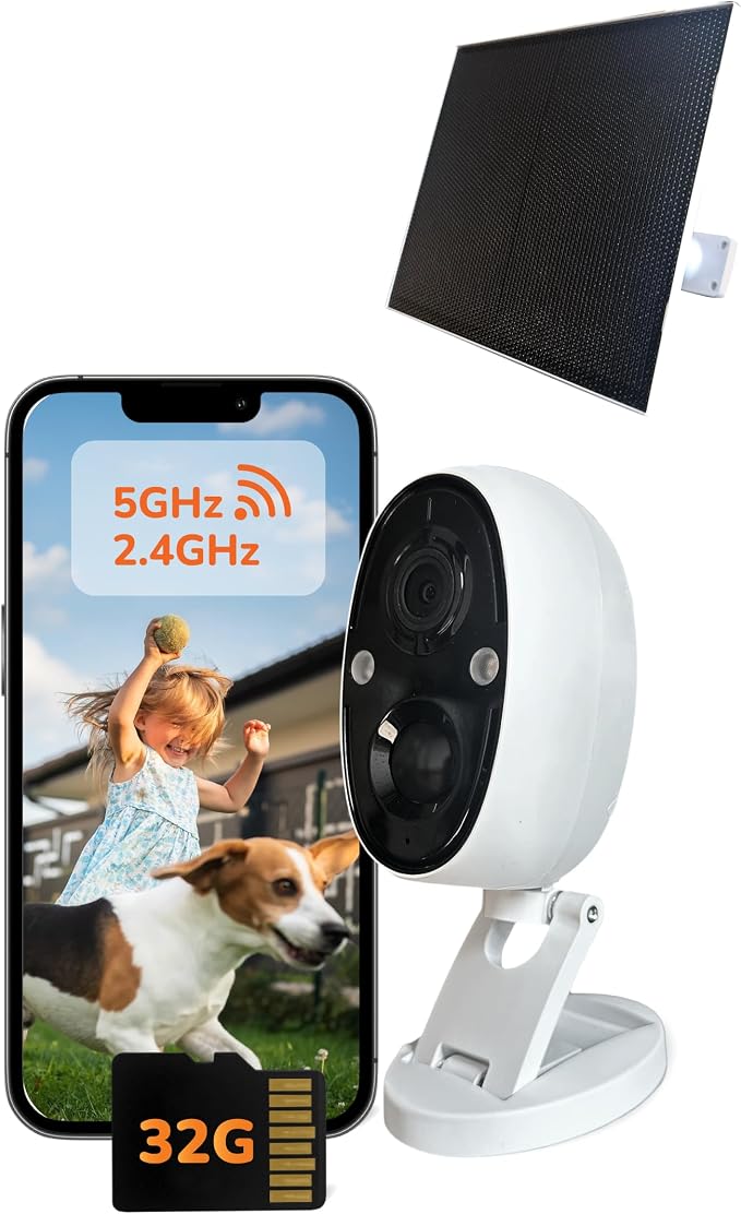 SensForge 2.5K Solar Powered Outdoor Battery Camera, Dual-Band WiFi, Free AI by SensForge