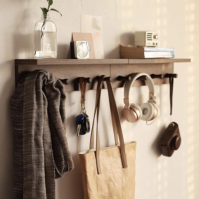 Entrance Coat Rack ，Coat Hooks, Wall-Mounted Wooden Hook Rack, Wall-Mounted - Image 4