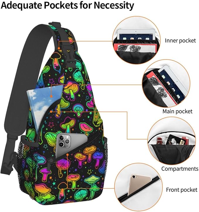 Magic Mushrooms Sling Bag For Women Men Fashion Mushroom Backpack Crossbody - Image 4