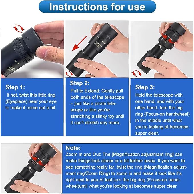 10-300x40 Monoculars for Adults High Powered–Zoom Monocular Telescope - Image 6