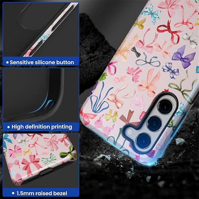for Samsung Galaxy S23 Plus Case, HL2 Aesthetic Color Bow Tie Hybrid 2 Layer - Image 3