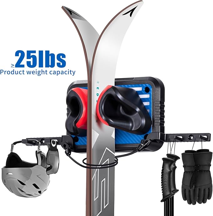 Ski Rack Wall Mount Ski & Snowboard Skateboard Ski Hangers - Image 4