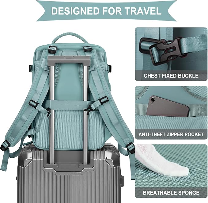 coowoz Large Travel Backpack For Women Men, Carry On Rucksack Flight Approved - Image 7