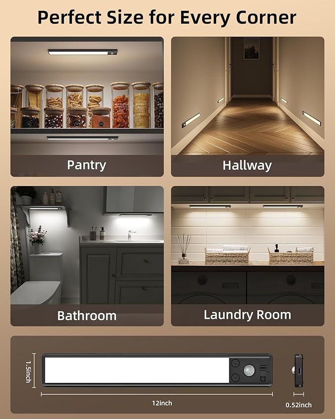 EZVALO Under Cabinet Lighting, 3500mAh Rechargeable Motion Sensor Light Indoor - Image 7
