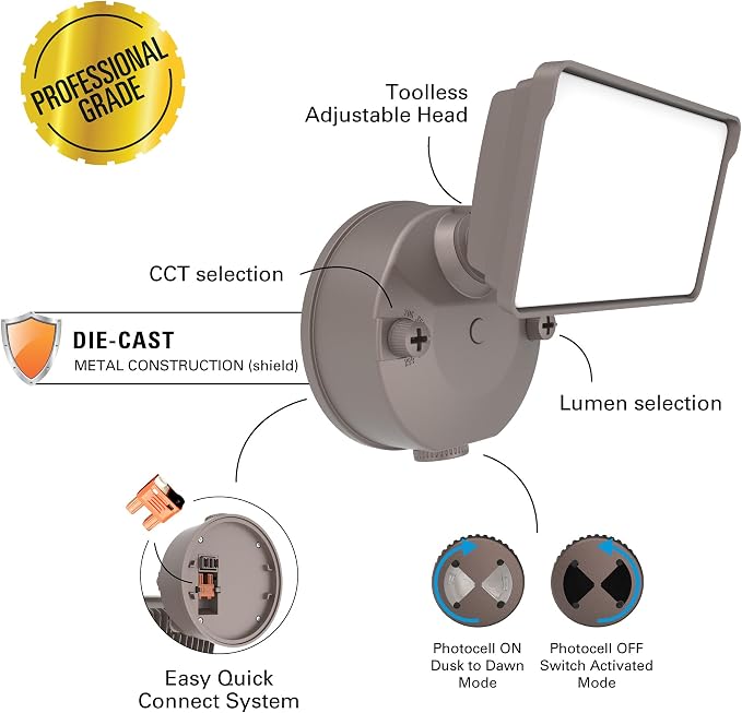 HALO FGS Outdoor LED Security Floodlight, 120V w/Selectable CCT & Lumens - Image 2