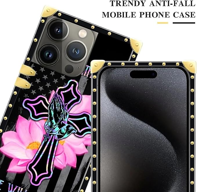 Compatible with iPhone 16 Pro Max Case, Praying Cross Hands Luxury Golden - Image 4