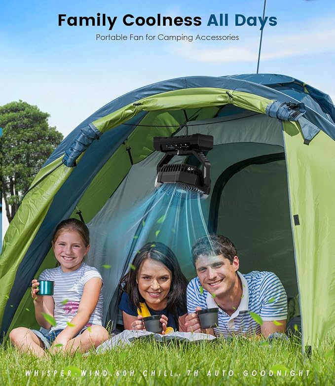 Camping Fan Rechargeable, 60H Long-Lasting Battery Powered Fan - Image 8