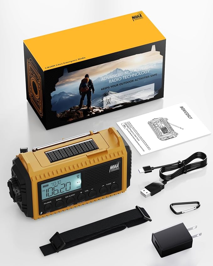 Emergency Radio, Hand Crank NOAA Weather Radio - Image 7