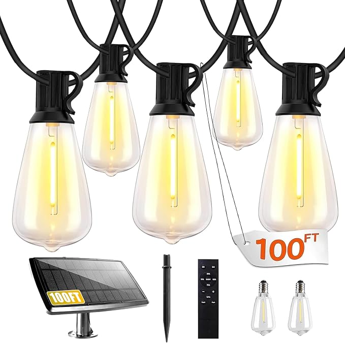 Bdrofn 100FT Solar String Lights Outdoor Waterproof, Solar Patio Lights by Bdrofn
