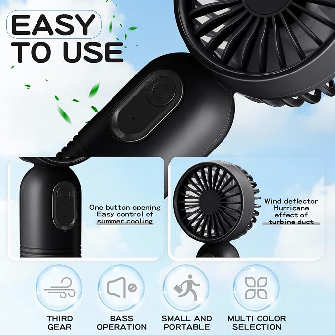 Rossesay 3 Pcs Mini Portable Fan Bulk Cute Handheld Lightweight Small Little - Image 4