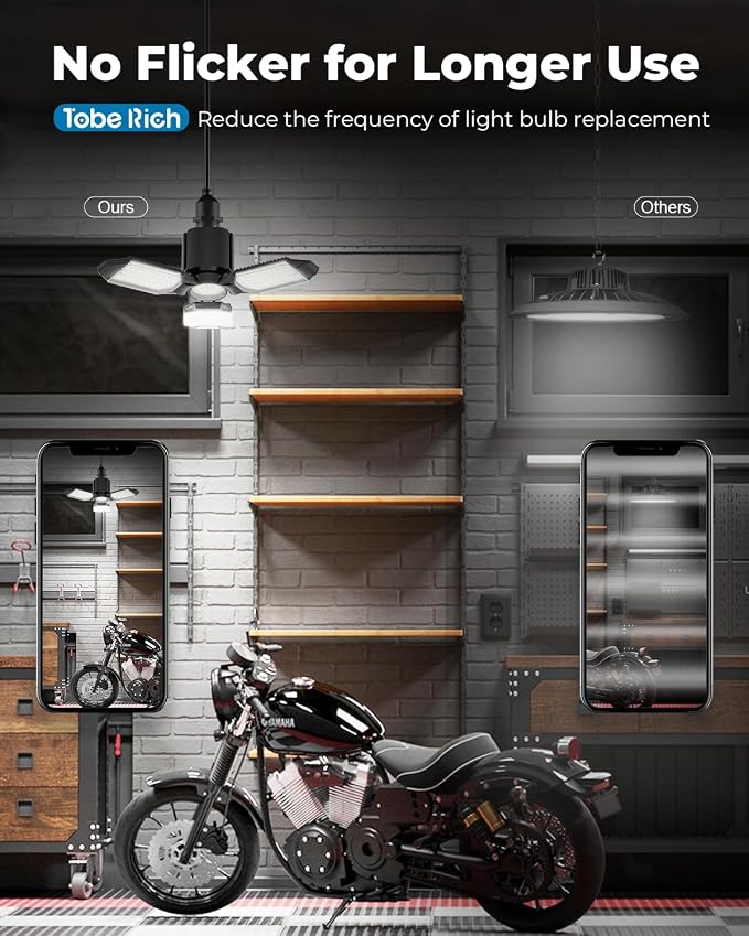 toberich LED Garage Light Bulbs 4 Pack, 8000LM Shop Lights - Image 4