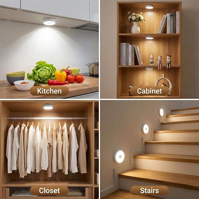 5Pack Under Cabinet Lighting, 2000mAh Rechargeable LED Puck Lights, Magnetic - Image 6