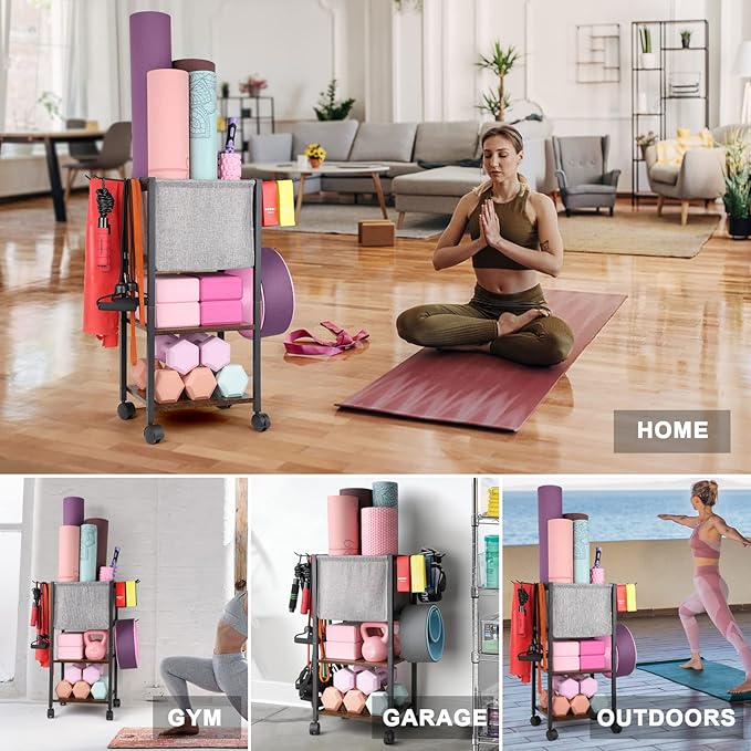 Yoga Mat Storage Rack Home Gym Equipment Workout Equipment Organizer Yoga Mat - Image 5