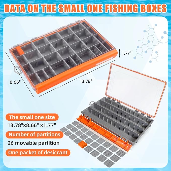 Junkin 6 Pack 3700 Fishing Tackle Boxes Waterproof, Large Orange Lure Organizer - Image 2