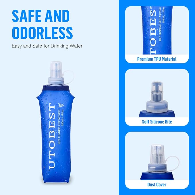 UTOBEST Soft Flask, 2 Pack Soft Flask Running Bottles 500ml, TPU Foldable - Image 4