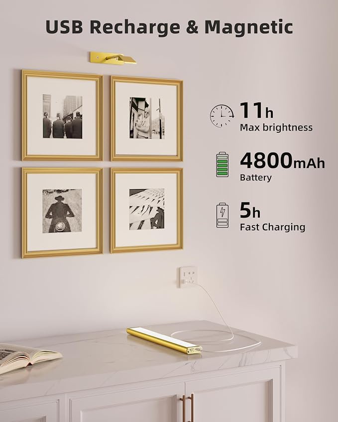 EZVALO Picture Light for Wall, 4800mAh Rechargeable Wireless Remote, 16in - Image 3