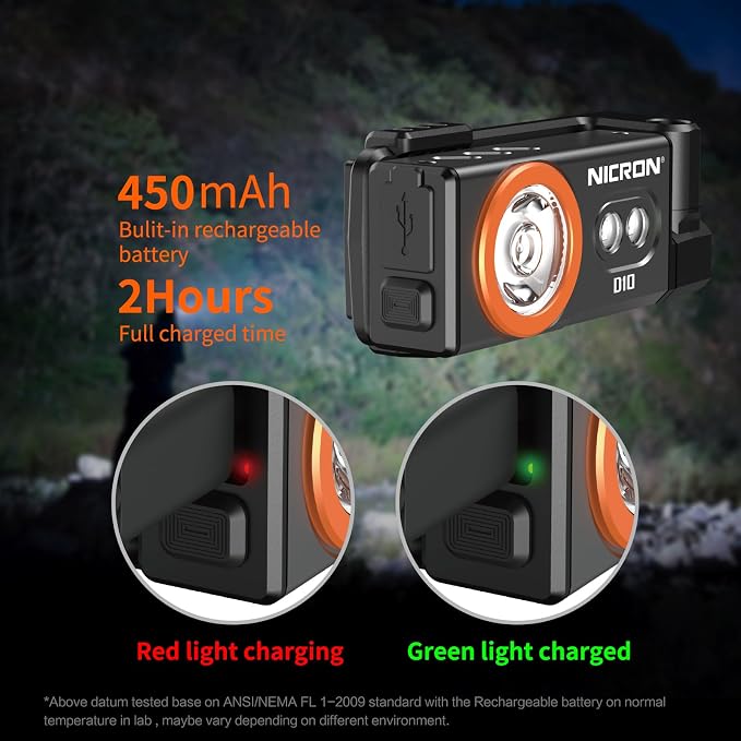 NICRON D10 EDC Flashlight Rechargeable，500 Lumens 3 Sources Pocket Compact RGB - Image 6