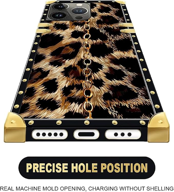 Compatible with iPhone 15 Pro Case, Seamless Gold Chain Leopard Luxury Golden - Image 5