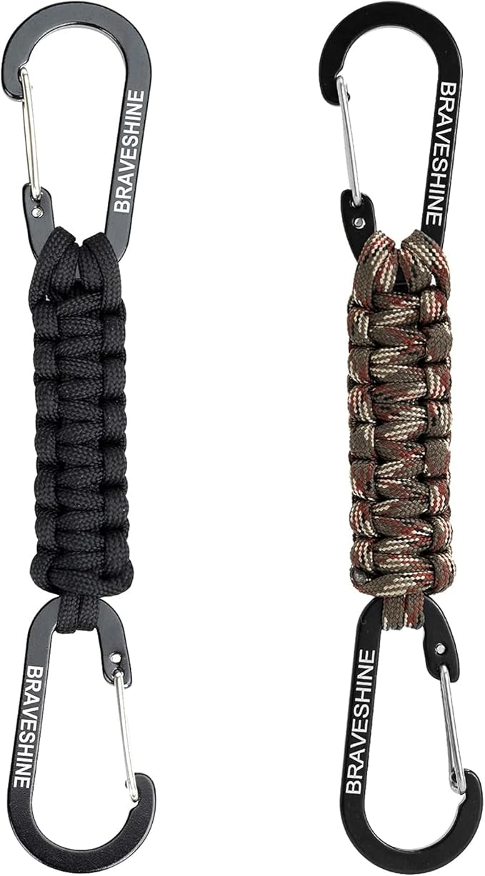 BRAVESHINE Paracord Keychain Carabiner Clip, D Ring Lanyard Hanger Stroller Hook by BRAVESHINE
