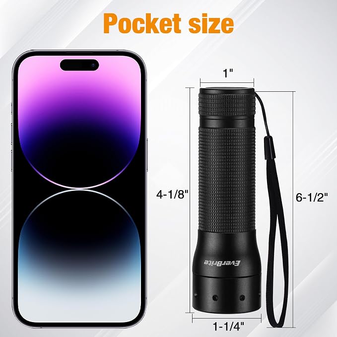 EverBrite Mini Flashlight, Zoomable LED Flash Light, 3 Modes, 3AAA Batteries - Image 7