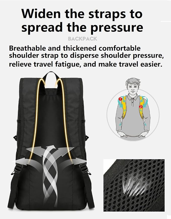 levayhill Hiking Backpack Daypack Lightweight Packable Travel Outdoor Camping - Image 4