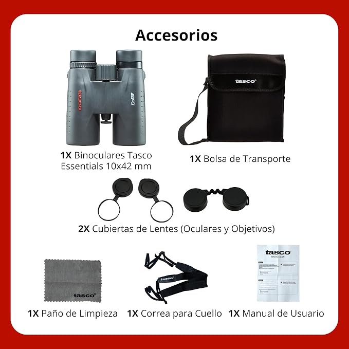 Tasco ES10X42 Essentials Binoculars, Roof Prism Mc - Image 4