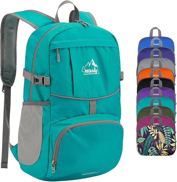 WATERFLY Hiking Packable Daypack Backpack: 25L Ultra Lightweight Day Pack by Waterfly