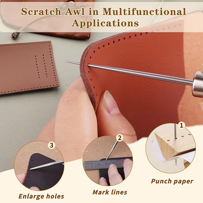 ZXIIXZ 3 Pack Leather Scratch Awl Tool, Awl Tool Sewing - Image 5
